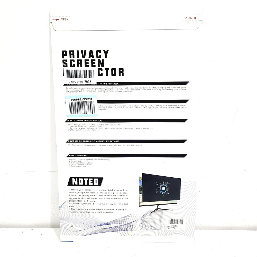 Computer Privacy Screen 22 Inch 16:10 Widescreen Monitor Anti-Glare Anti-Scratch - Picture 4 of 11